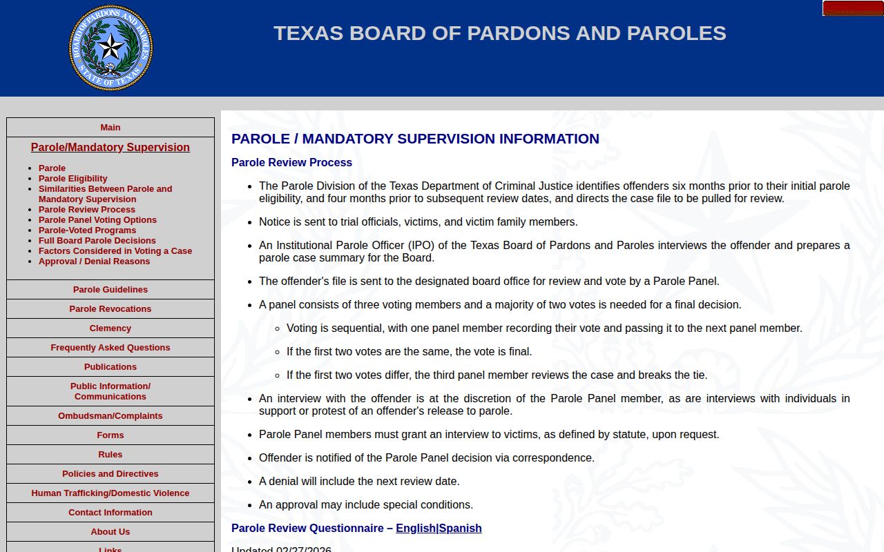Bastrop County parole record review process