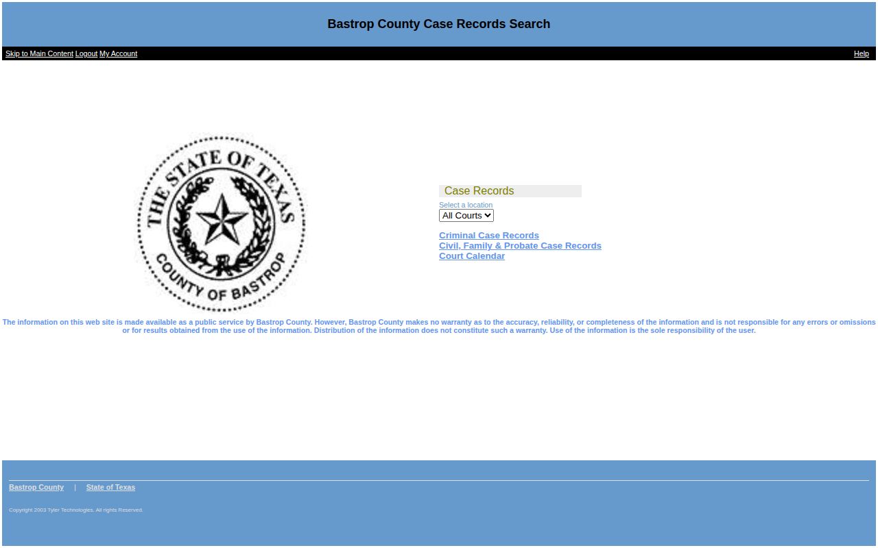 Bastrop County Odyssey criminal case search and docket access