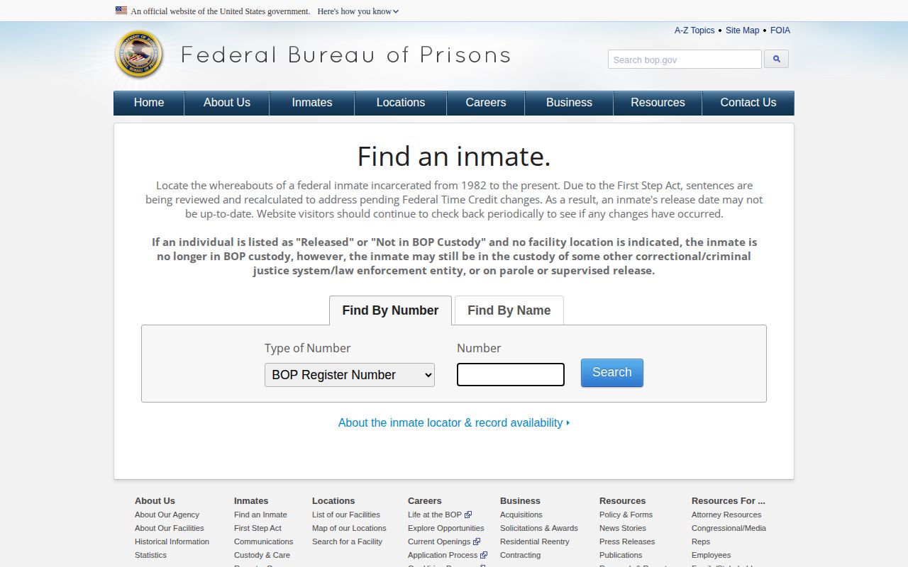 FCI Bastrop federal inmate release lookup in the BOP locator